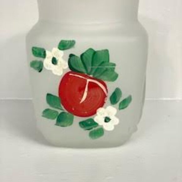 Beautiful  Hand Painted Glass Pitch  By Hazel Atlas Tomato Frost Design Pitcher - Picture 2 of 6